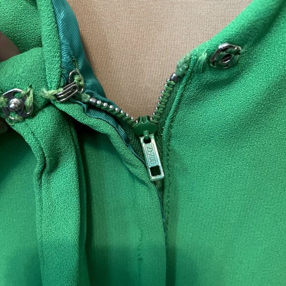 60s Vintage Mod Neon Green Crepe Sleeveless A-Line Mini Dress with Rhinestones S - Picture 8 of 10